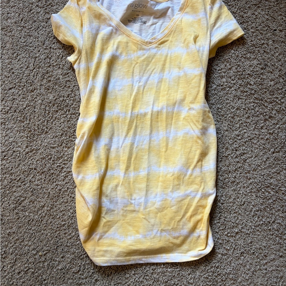 a:glow Maternity Yellow and White Striped Shirt